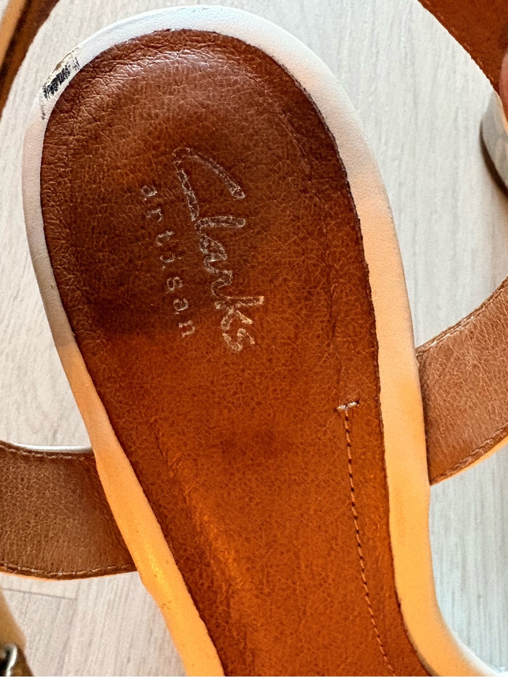 Women's White Wedge Clarks Artisan Sandals - Strappy Ankle Strap - Picture 12 of 12